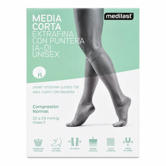 Medilast Short Socks Toe C.N. Black