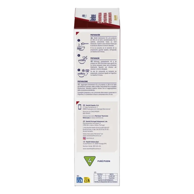 Meritene Cereal Instant Cream of 8 Cereals with Honey, 520 grams