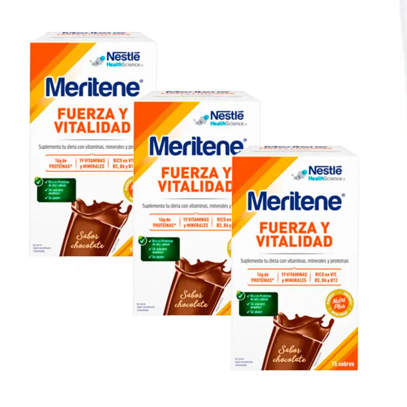 Meritene Strength & Vitality Chocolate Flavour Shake 3x15 Sachets, 30g