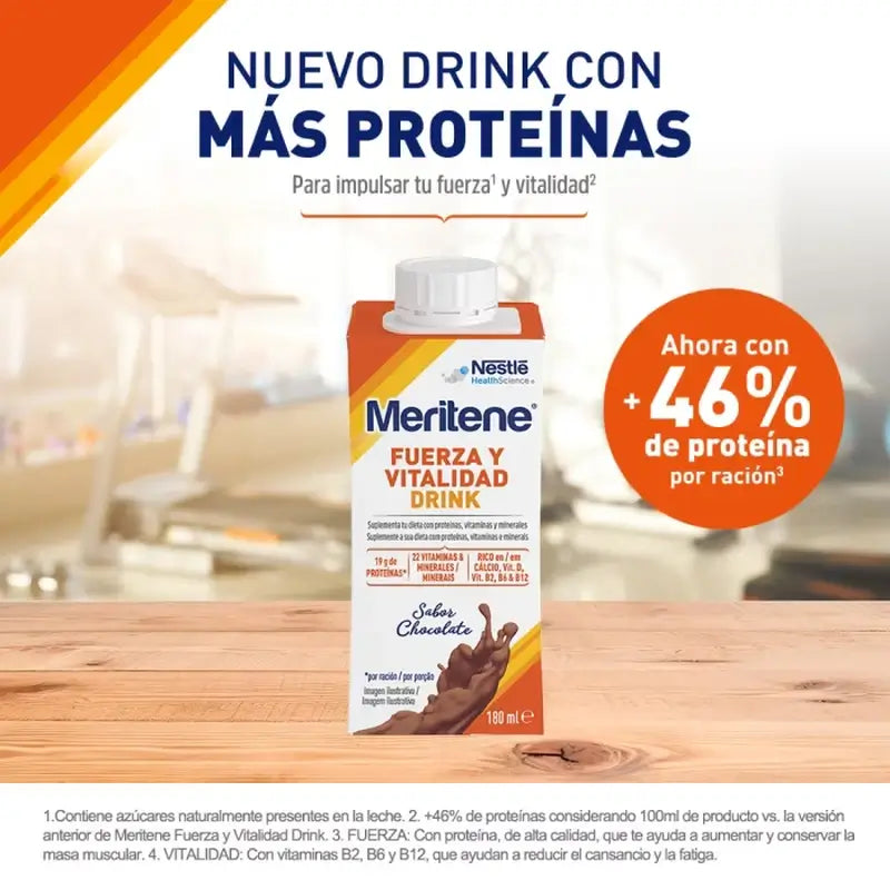 Meritene Strength & Vitality Drink Chocolate, Pack 2 Boxes, 6x180 ml