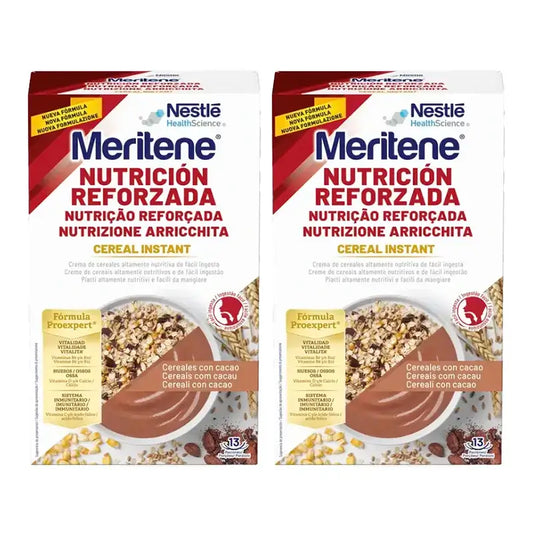 Meritene Reinforced Nutrition Cereal Instant - Cocoa, Pack 2 x 520 g
