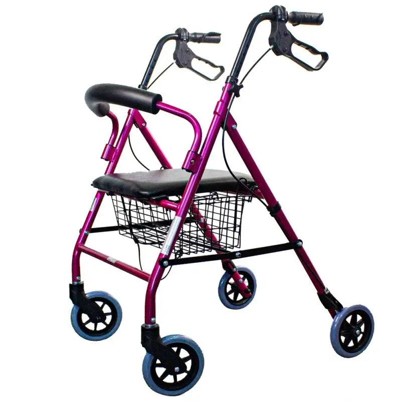 Mobiclinic Folding Walker With Seat And Backrest Pink