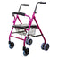 Mobiclinic Folding Walker With Seat And Backrest Pink
