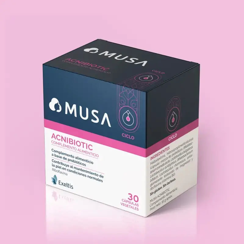 Musa Acnibiotic Acne Food Supplement With Probiotics And Riboflavin , 30 capsules