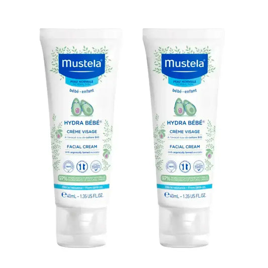 Mustela Hydra Baby Face Cream with Avocado Bio, Pack 2 x 40 ml