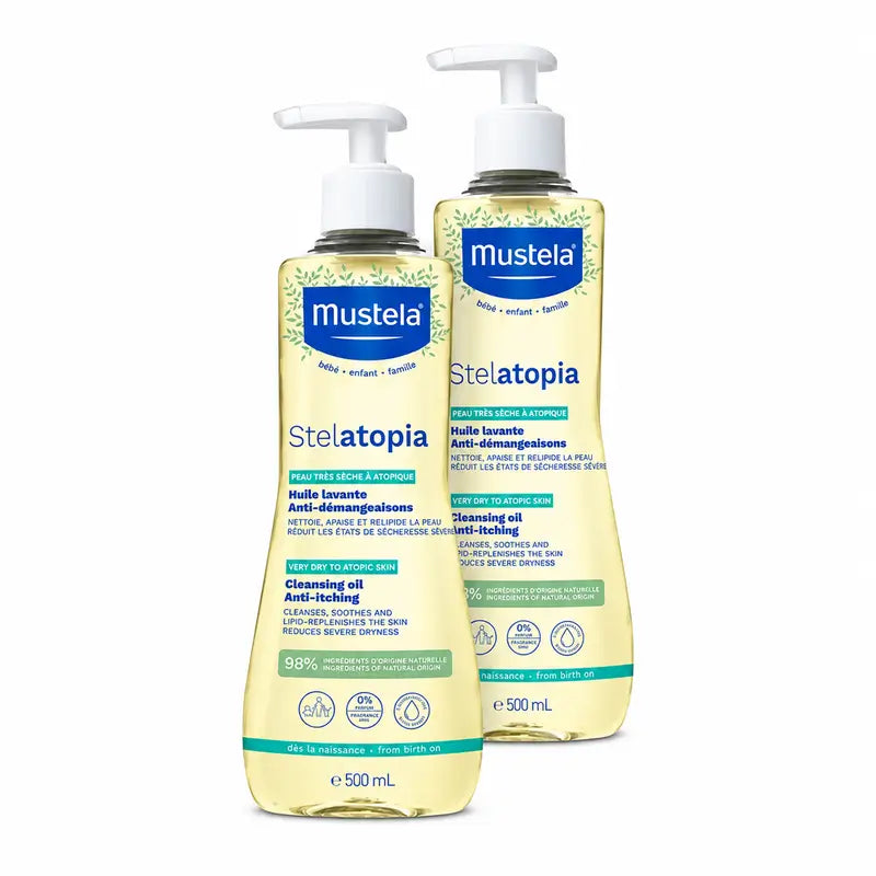 Mustela Stelatopia Bath and Shower Oil, Pack 2 x 500 ml
