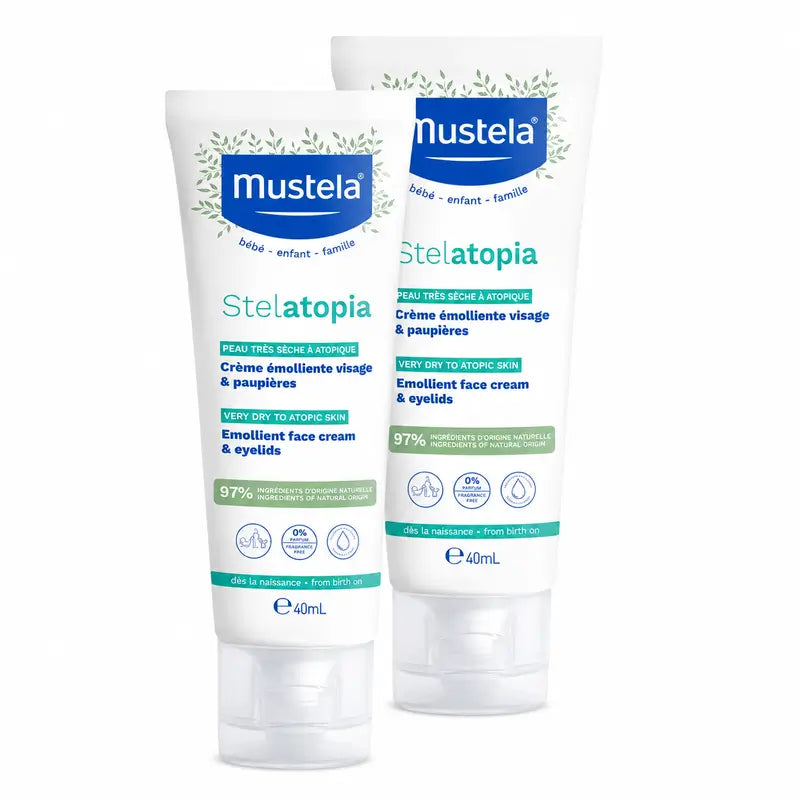 Mustela Stelatopia Emollient Face Cream, Pack 2 x 40 ml