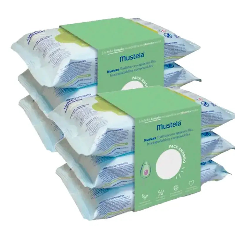 Mustela Cleansing Wipes, Pack 2 x 3X60 units