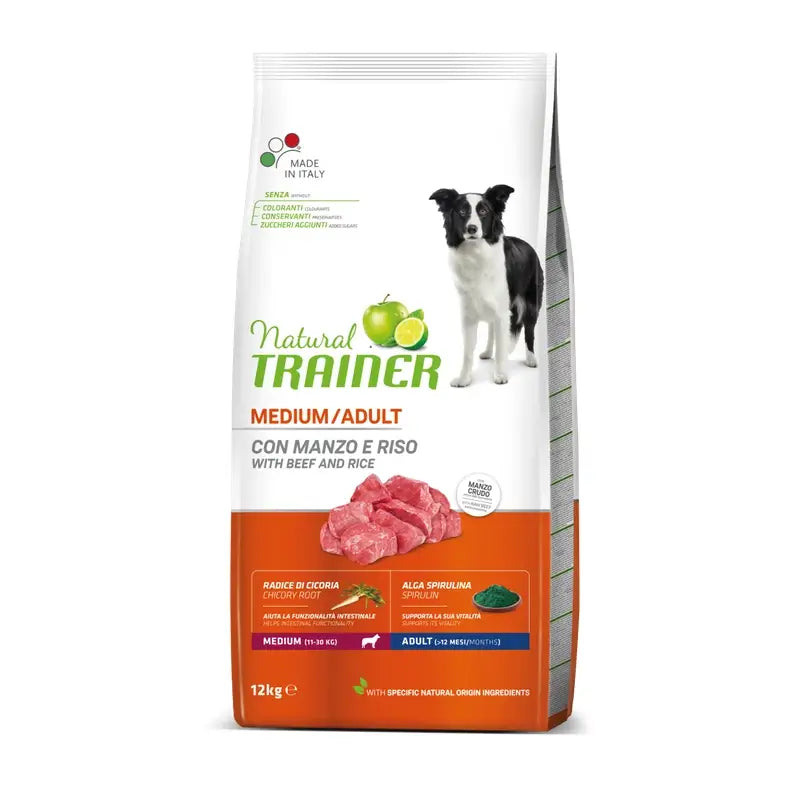 Natural Trainer Canine Adult Medium Beef 12Kg, dog food for dogs
