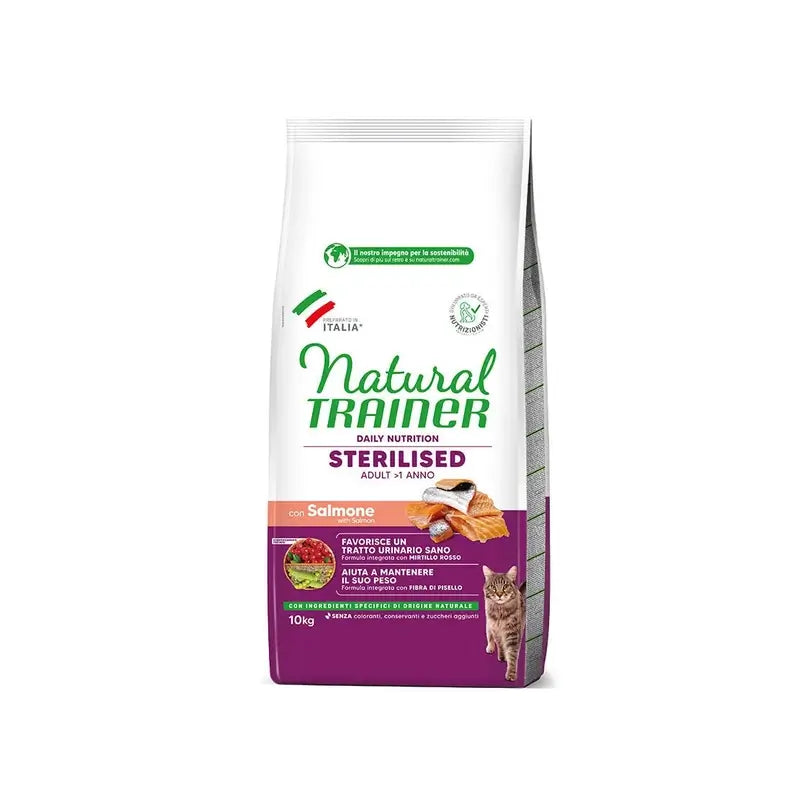 Natural Trainer Feline Feline Adult Sterilised Salmon 10Kg, cat food