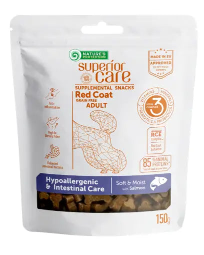 Natures Protection Superior Care Red Coat Snack Hypoallergenic For Dogs. Salmon Intestinal Care 150Gr