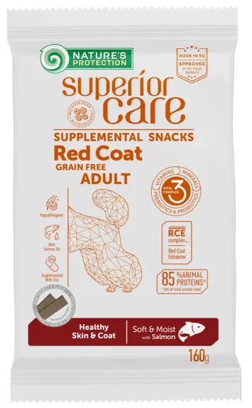 Natures Protection Superior Care Red Coat Snack Hypoallergenic For Dogs. Salmon Skin & Coat 160Gr