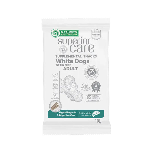 Natures Protection Superior Care White Dogs Snack For Dogs Grain Free Hypoallergenic. Salmon Digestive Care 110Gr