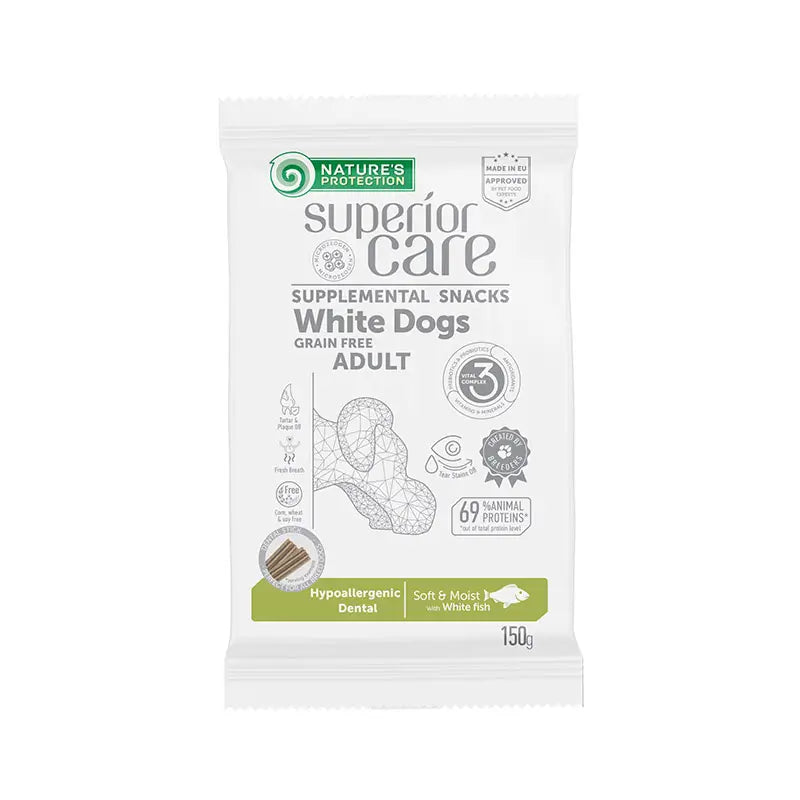 Natures Protection Superior Care White Dogs Snack For Dogs Hypoallergenic. White Fish Dental 110Gr