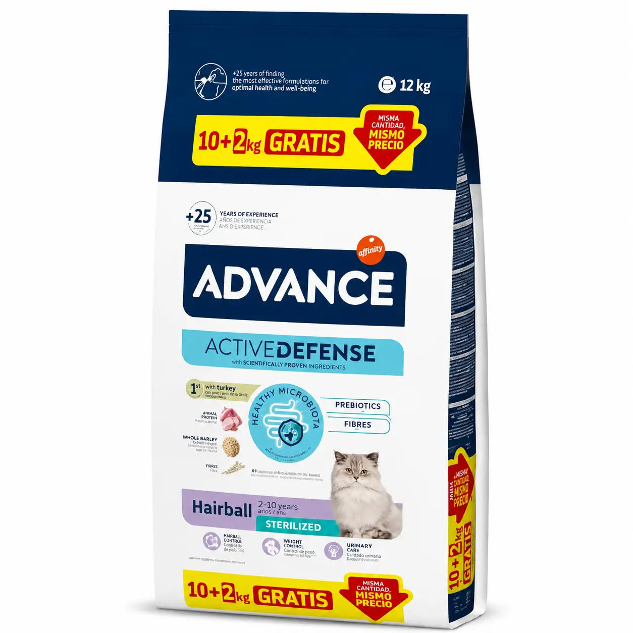 Advance Hairball sterilised cat food with turkey, 10+2 kg