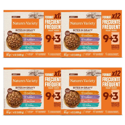 Nature's Variety Wet Cat Food, With Chicken, Salmon, Turkey and Tuna, Multipack, 4 x 1.02 kg