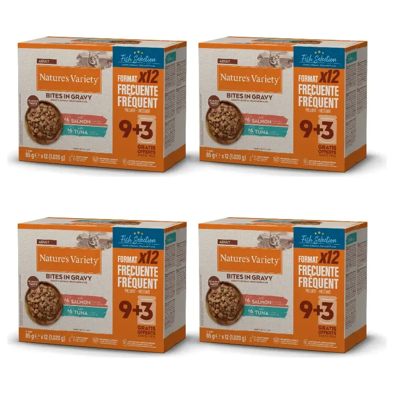 Nature's Variety Wet Cat Food, With Salmon and Tuna, Single Serve, 4 x 1.02 kg