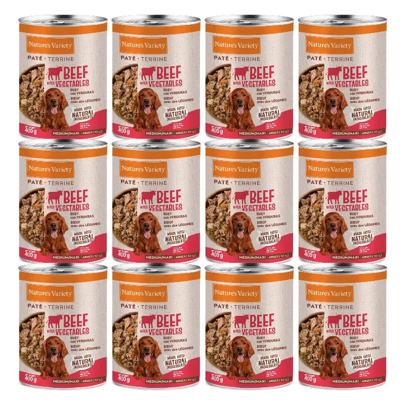 Nature's Variety Wet Dog Food, Medium, With Beef, Single Serve, 12 x 400 g