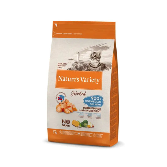 Nature'S Variety Feline Adult Selected Adult Sterilised Salmon 3Kg, cat food