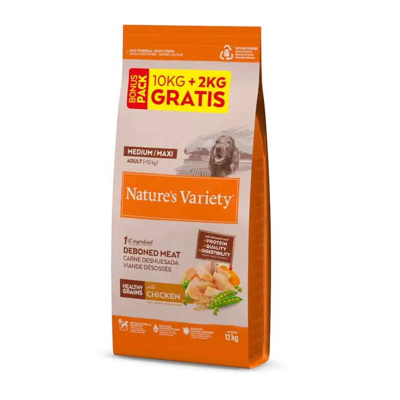 Nature'S Variety Healthy Grain Adult Medium Maxi Chicken Dog Food 10+2Kg
