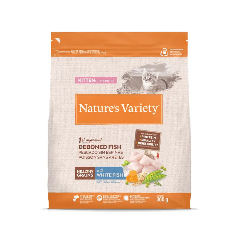 Nature's Variety Healthy Grain Kitten Cat Food with White Fish, 300 g
