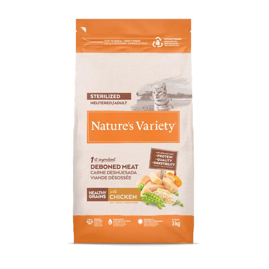Nature's Variety Healthy Grain Dry Cat Food for Neutered Cats, With Chicken, Natural, 3 kg