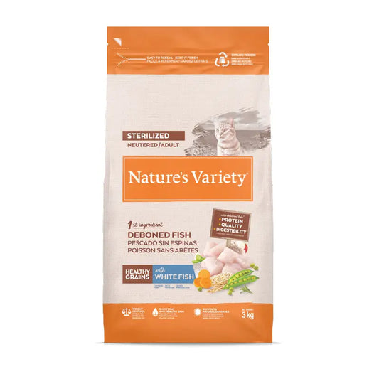 Nature's Variety Cat Food, With White Fish, Natural, 3 kg