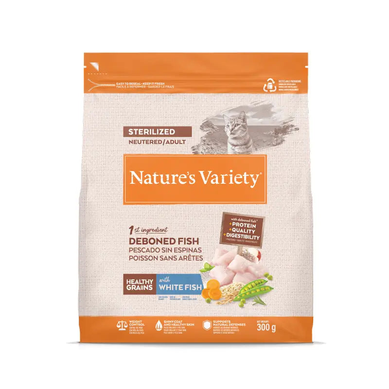 Nature's Variety Cat Food, With White Fish, Natural, 300 g