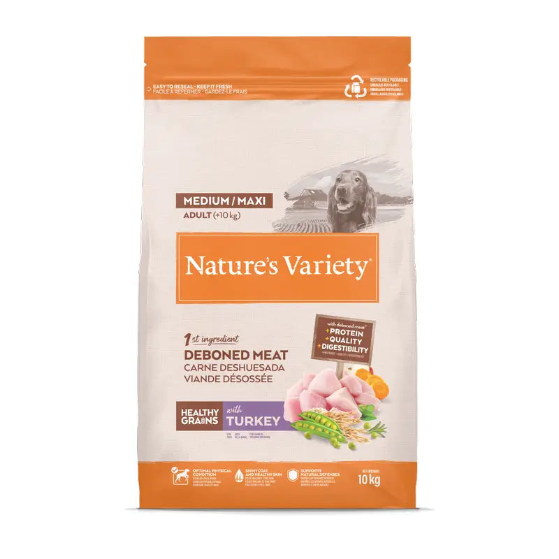 Nature's Variety Dog Food, Medium, With Turkey, Natural, 10 kg