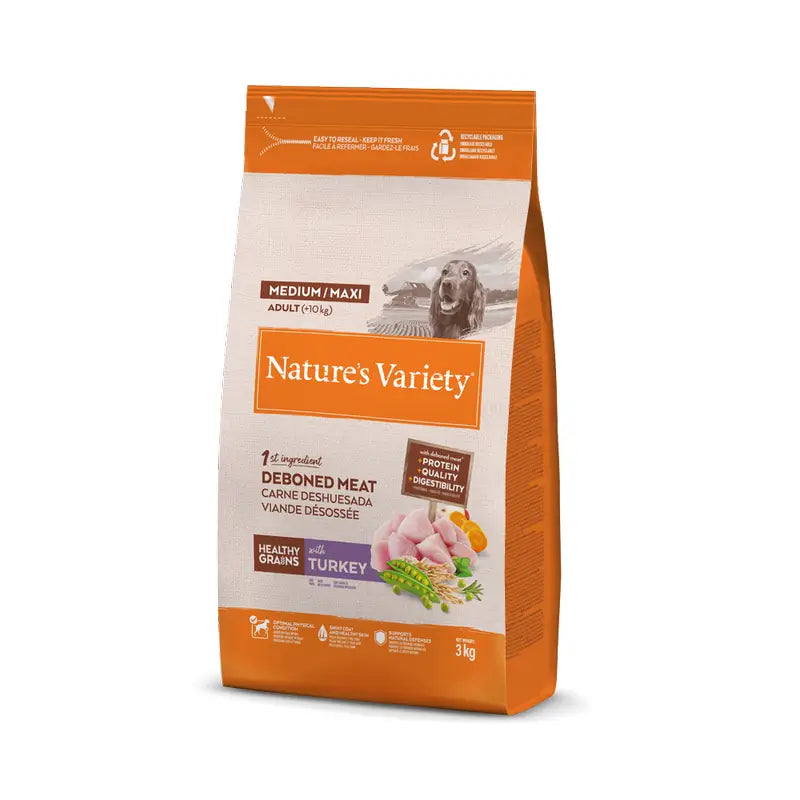 Nature's Variety Dog Food, Medium, With Turkey, Natural, 3 kg
