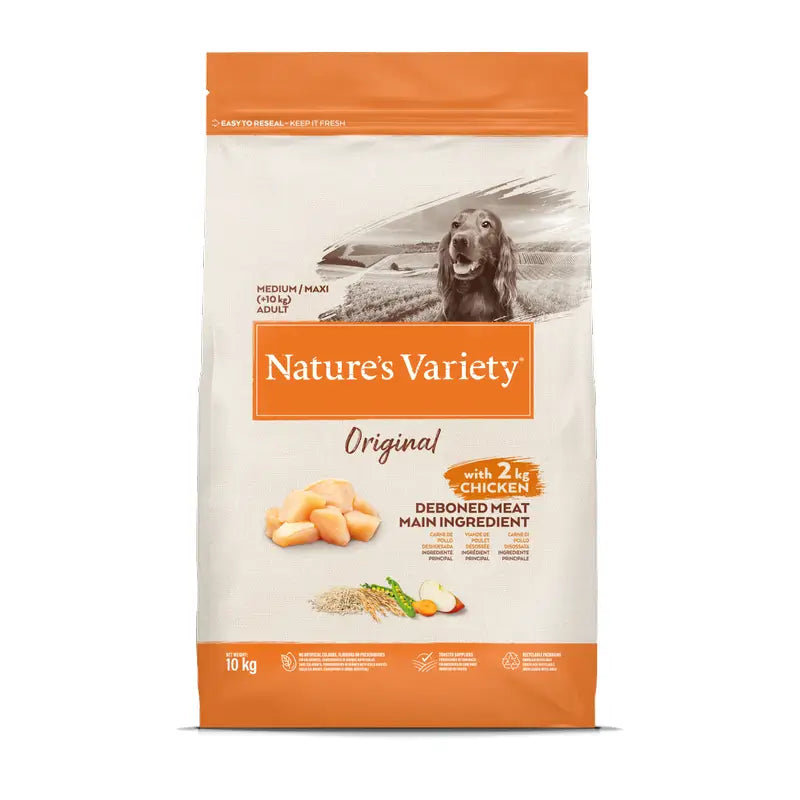 Nature's Variety Dog Food, Medium, With Chicken, Natural, 10 kg