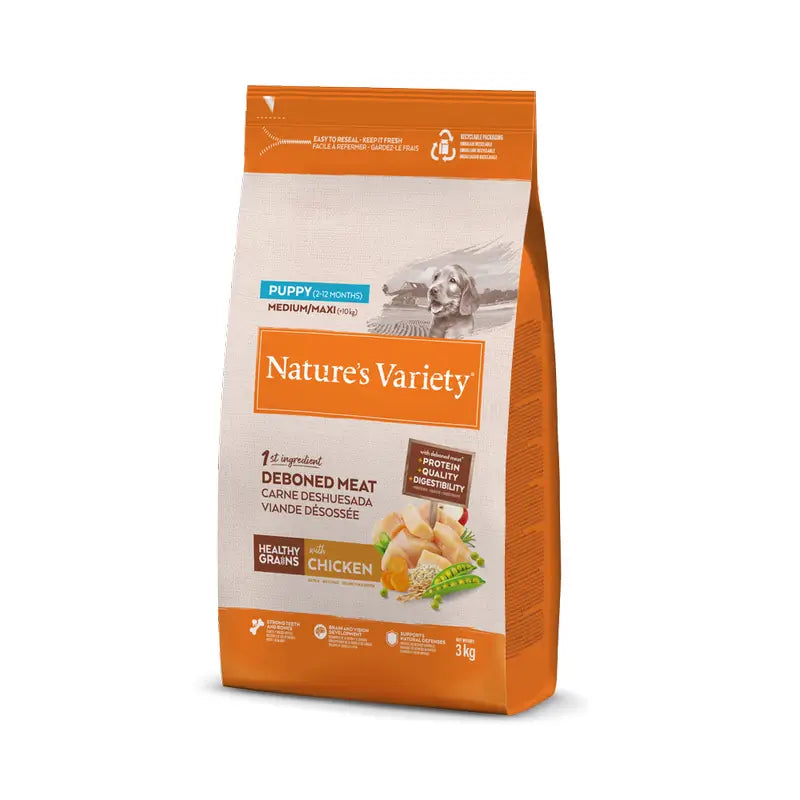 Nature's Variety Dog Food, Medium, With Chicken, Natural, 3 kg