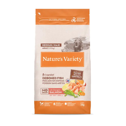 Nature's Variety Dog Food, Medium, With Salmon, Natural, 3 kg