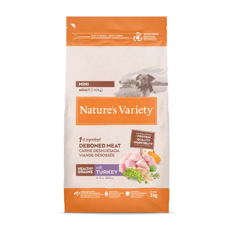 Nature's Variety Dog Food, Mini, With Turkey, Natural, 3 kg