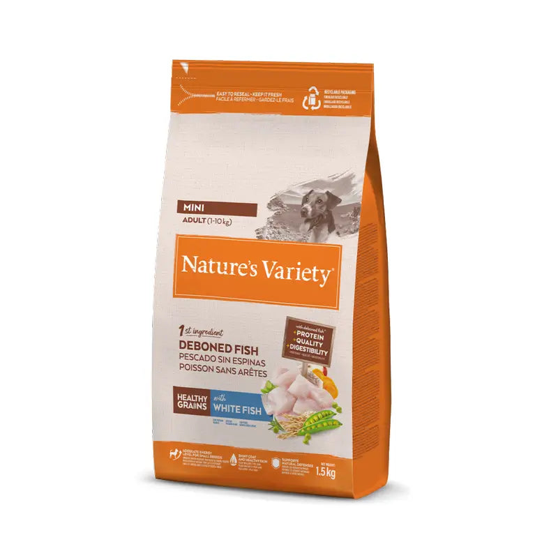 Nature's Variety Dog Food, Mini, With White Fish, Natural, 1.5 kg