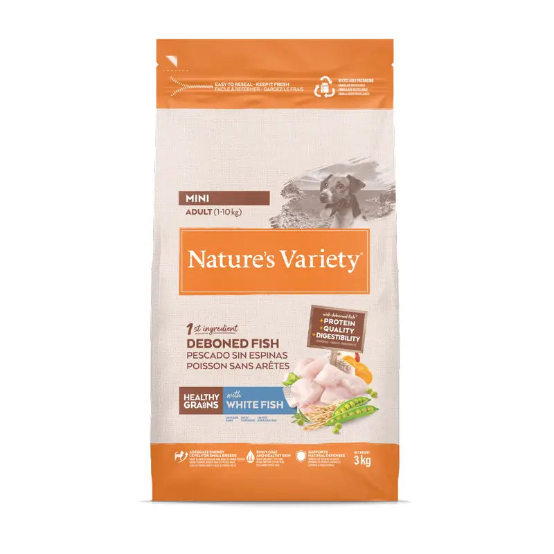 Nature's Variety Dog Food, Mini, With White Fish, Natural, 3 kg