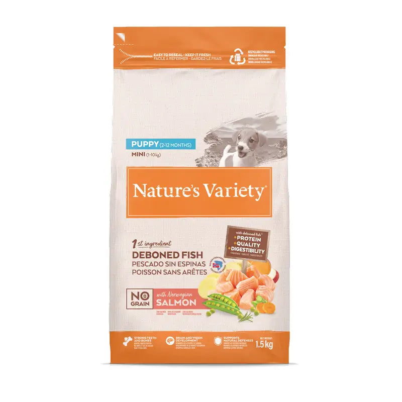 Nature's Variety Dog Food, Mini, With Atlantic Salmon, Natural, 1.5 kg