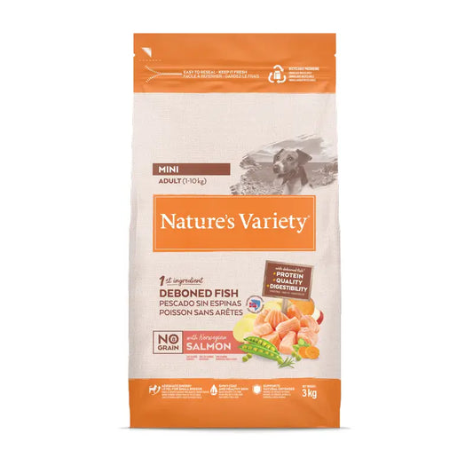 Nature's Variety Dog Food, Mini, With Salmon, Natural, 3 kg