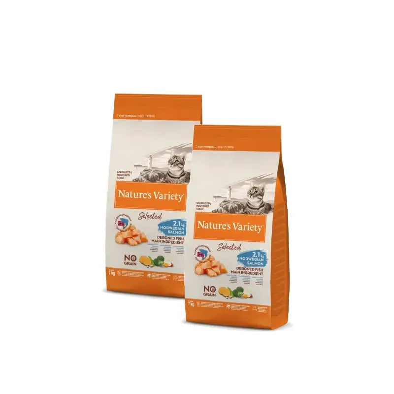 Nature's Variety Selected Feline Adult Sterilised Salmon Cat Food 7 kg, pack of 2