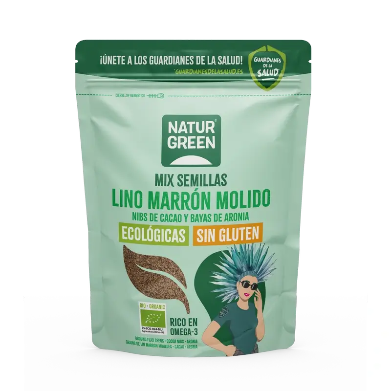 NaturGreen Flaxseeds, Cocoa Nibs & Aronia Bio 150 g