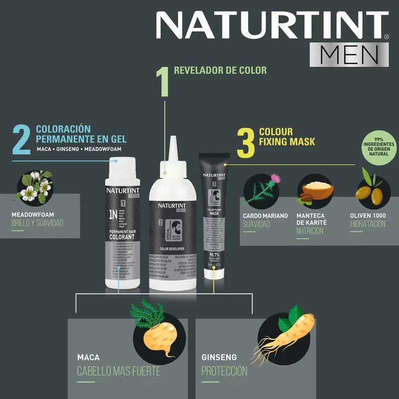 Naturtint Men Men Permanent Hair & Beard Dye 3N Ammonia Free 3N - Dark Brown