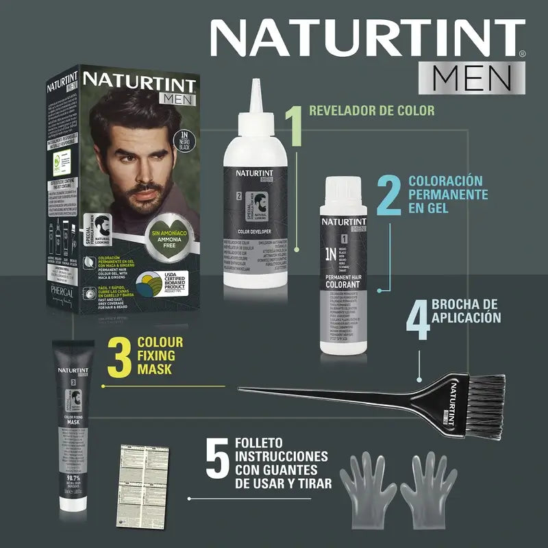 Naturtint Men Men Permanent Hair & Beard Dye 3N Ammonia Free 3N - Dark Brown
