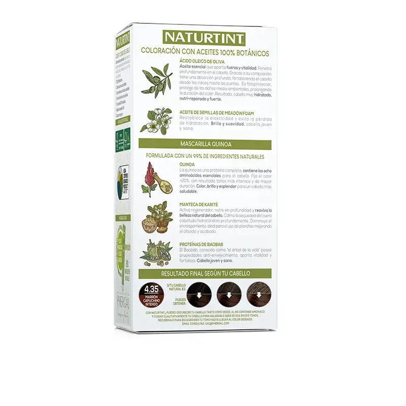 Naturtint Permanent Colouring Dye Without Ammonia 4.35 - Intense Cappuccino Brown