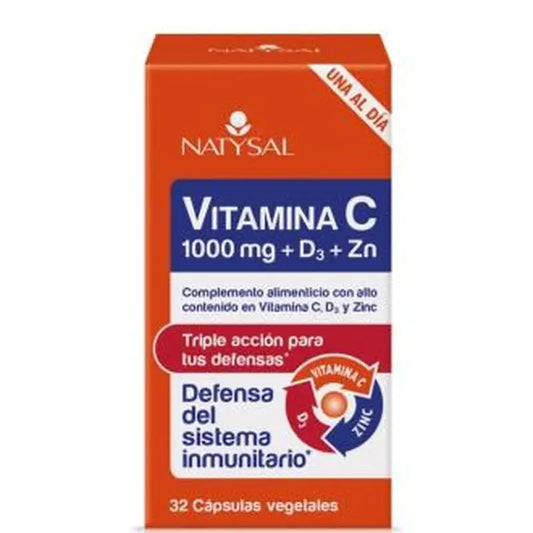Natysal Vitamin C 1000Mg. + D3 + Zinc 32Cap.