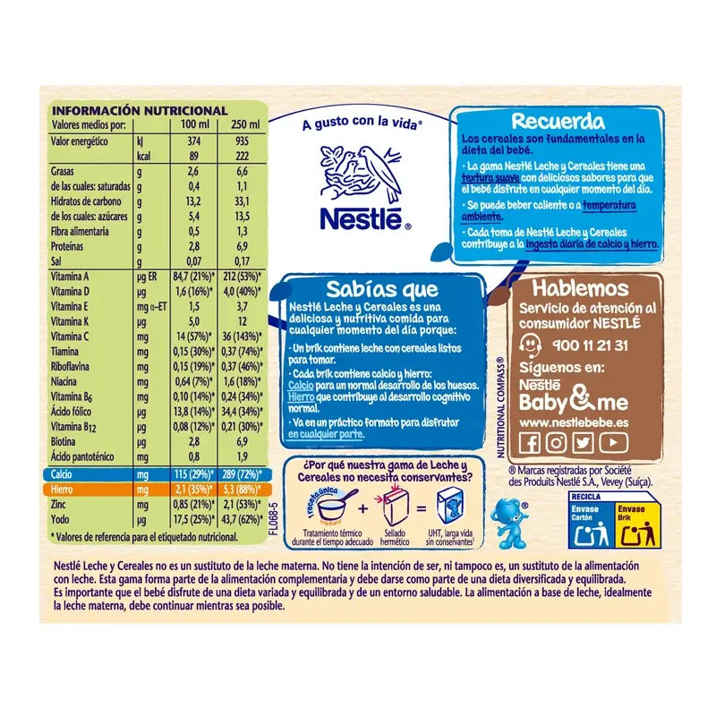 Nestlé Brik Milk & Cereals 8 Cereals with Maria Biscuit, 2X250 g