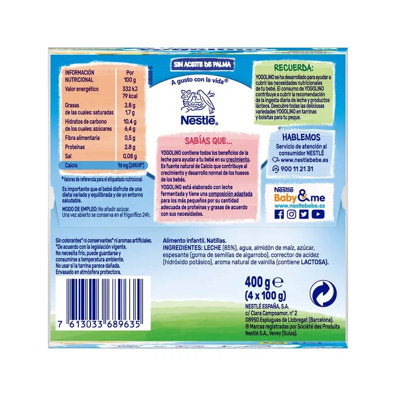 Nestlé Yogolino Desserts Vanilla Flavoured Custard, 4X100 g