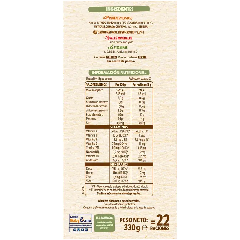 Nestlé 8-Grain Baby Porridge, 0% Cocoa, 330g