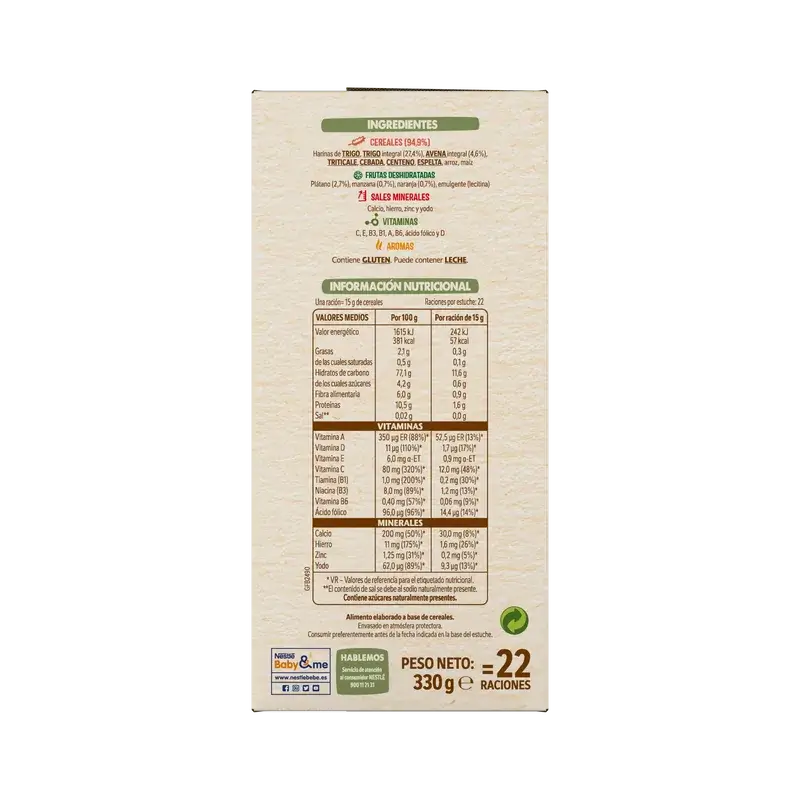 Nestlé 8-Grain Baby Porridge 0% Fruit, 330g