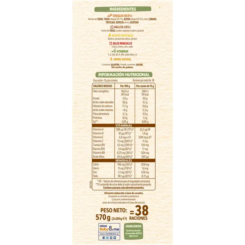 Nestlé 8-Grain Baby Porridge 0% Biscuit, 570g