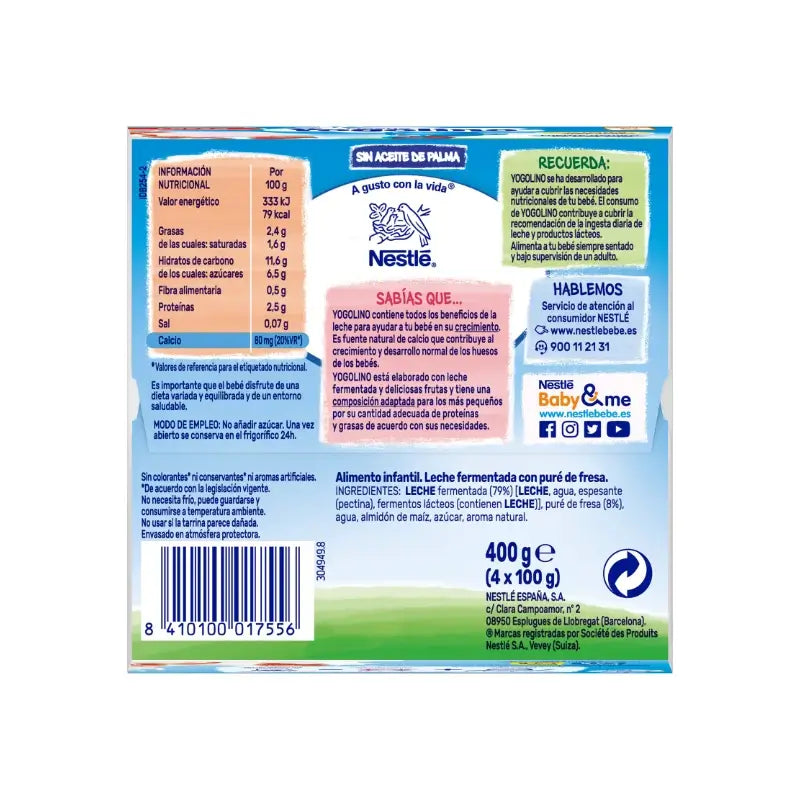 Nestlé Yogolino Strawberry, 4X100 g